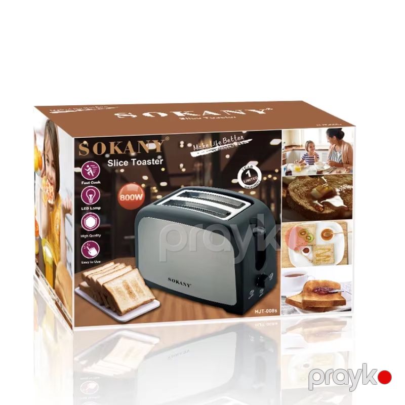 Sokany HJT-008S Elektrikli Toster 2 Dilim 7 Sürətli Çörək Qızardan 800W — Toster və vaflyasıcı, Bakı (6)