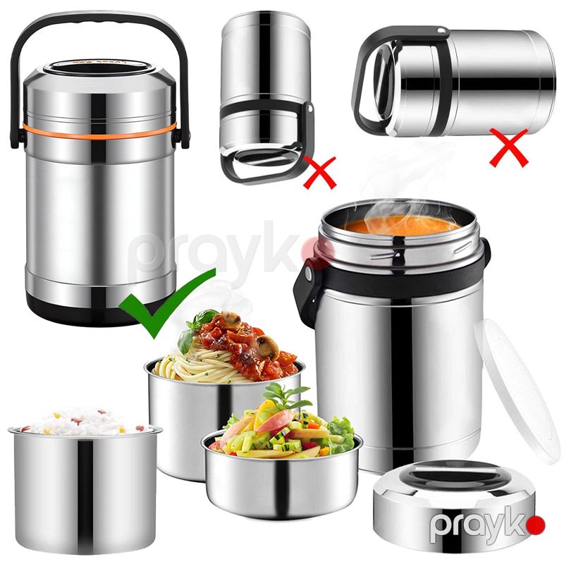 Always Termos Qab 2l İsti Yemək Saxlama Qabı Lunch Box 3 Qatlı İzolyasiya Yemək Termosu Polad Səyahət Nahar Termosu — Qablar və mətbəx əşyaları, Bakı (5)