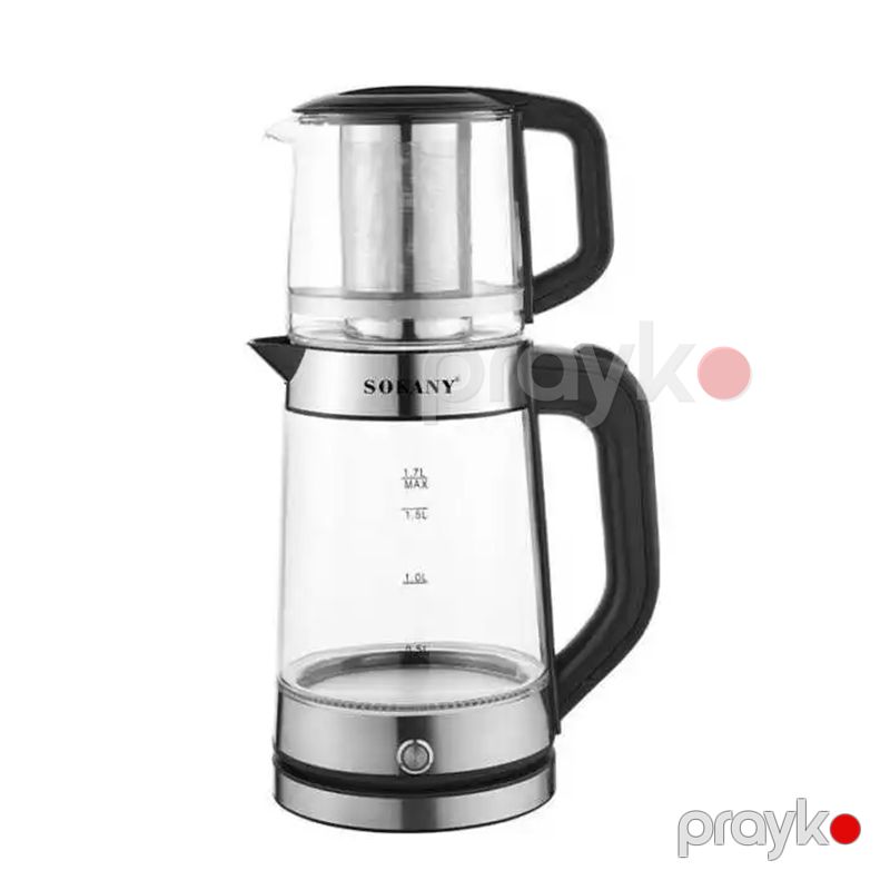 Çay Dəmləyən Sokany SK-SH-1093 TT Çaydan Dəsti Böyük Tutumlu Elektrikli Şüşə Çaydan Dəsti Dəmləyii Şüşə Çaydan — Elektrik çaydanları və termoslar, Bakı (2)