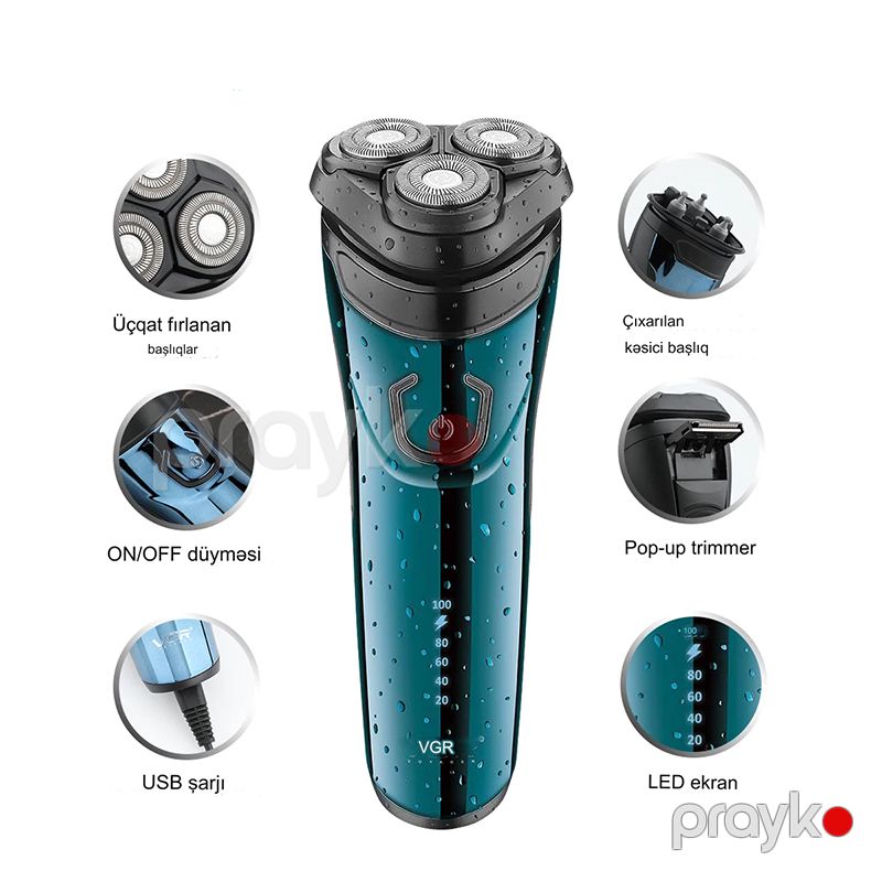 VGR V-322 Yüksək Keyfiyyətli Professional Saqqal Təraş Maşını Trimmer — Usturalar, trimmerler və epilyatorlar, Bakı (3)