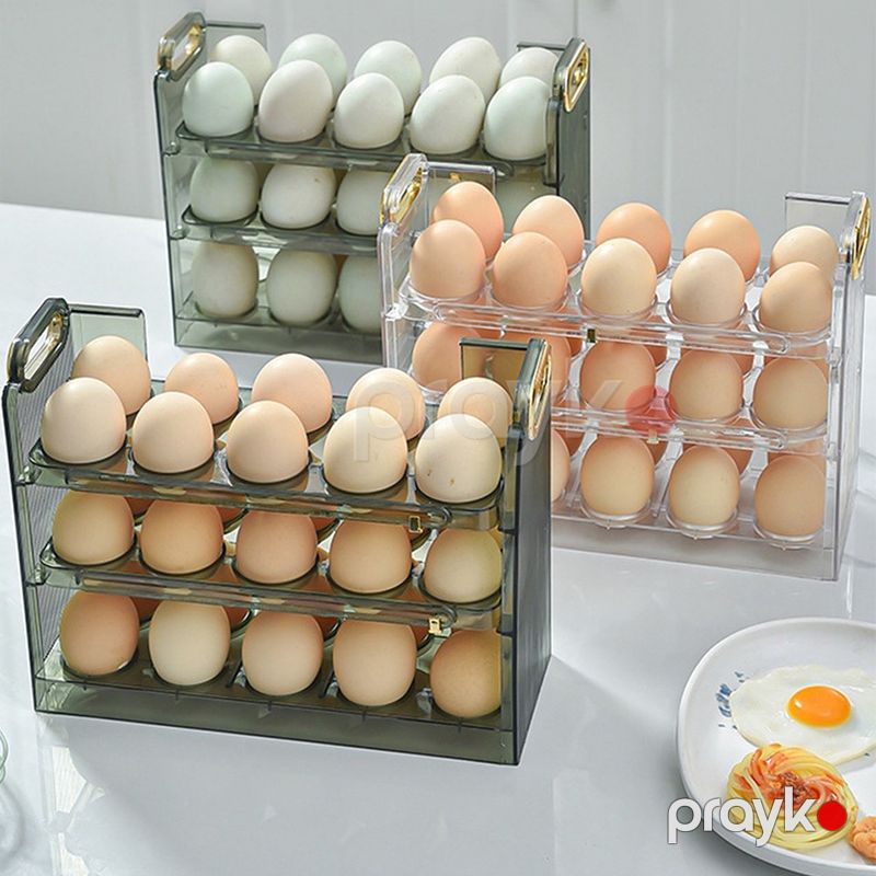 Yumurta Saxlama Rəfi 3 Pilləli Yumurta Saxlama Qutusu Soyuducu Üçün Şəffaf Yumurta Saxlama Organizer — Qablar və mətbəx əşyaları, Bakı (2)