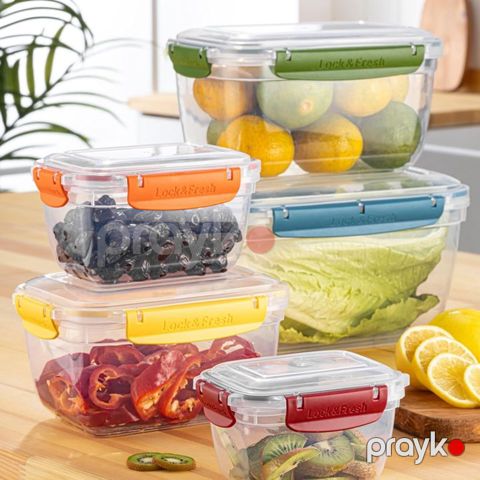 5li Saxlama Qabı Dəsti Lock & Fresh Düzbucaqlı Saxlama Qabı 4000, 2300, 1400, 800, 400 ML — Bakı