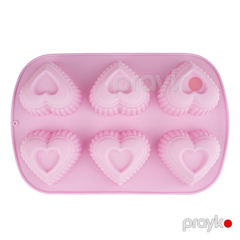 Ürək formalı silikon maffin bişirmə qabı 6 hissəli silikon keks bişirmə qabı Mini Ürək Formalı Tort Qabı — Qablar və mətbəx əşyaları, Bakı (2)