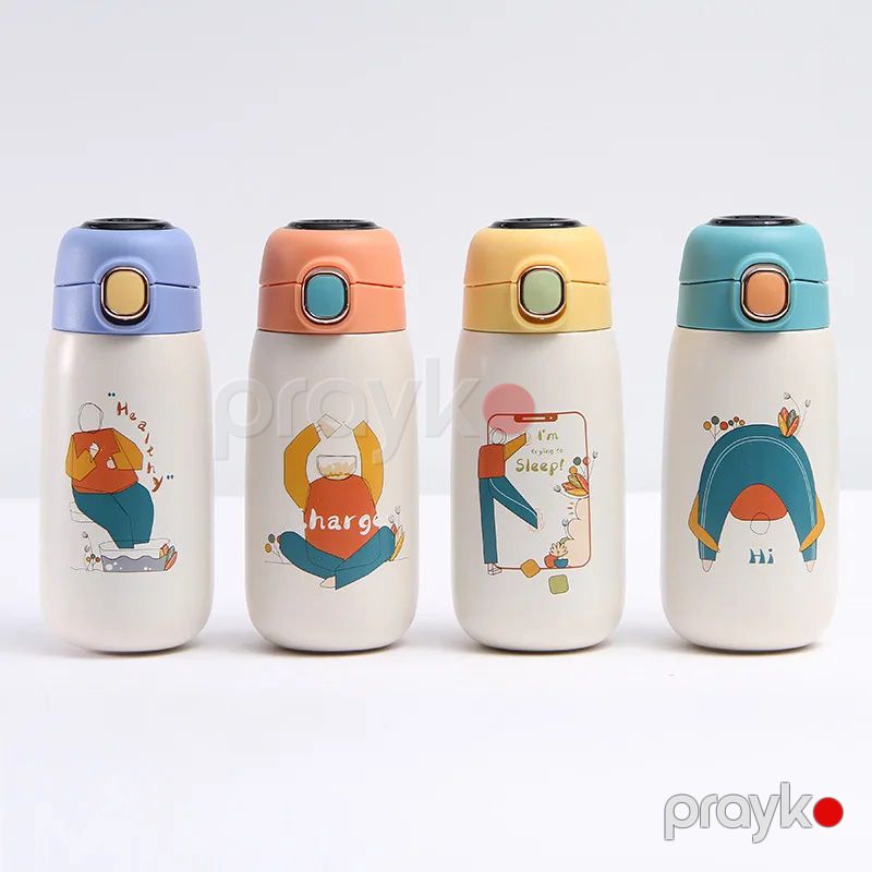 Sevimli Cizgi Film Karikaturalı Uşaq Termal Su Qabı Uşaqlar Üçün Ağıllı Paslanmayan Polad Termos Sızdırmaz Termos 420ml — Termos və termoş, Bakı (5)