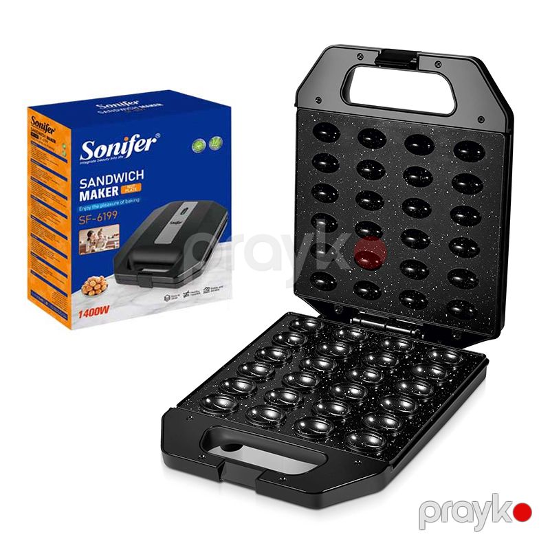 Sonifer SF-6199 Yapışmayan Elektrikli 24 Dəlikli Peçenye Qozlu Vafli Hazırlayan Qoz Maşını Toster — Toster və vaflyasıcı, Bakı (4)