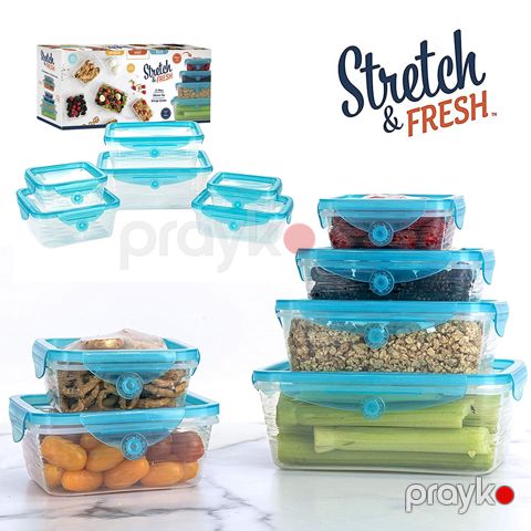Stretch and Fresh, Silikon qida saxlama qabları, bərk qidalar üçün hava keçirməyən və şorba və souslar üçün sızdırmaz — Bakı