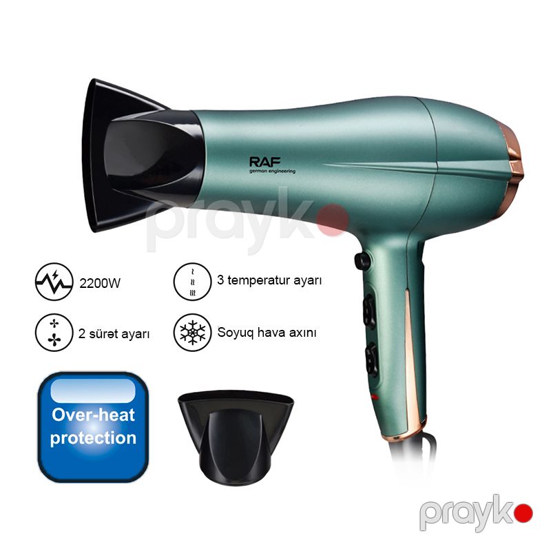 Yeni 2-Si 1 Arada RAF Peşəkar Saç Qurutma Feni 2200W Gücündə Salon İstifadəsi Üçün Uyğun Hava Feni 240 V — Fən, Bakı (4)