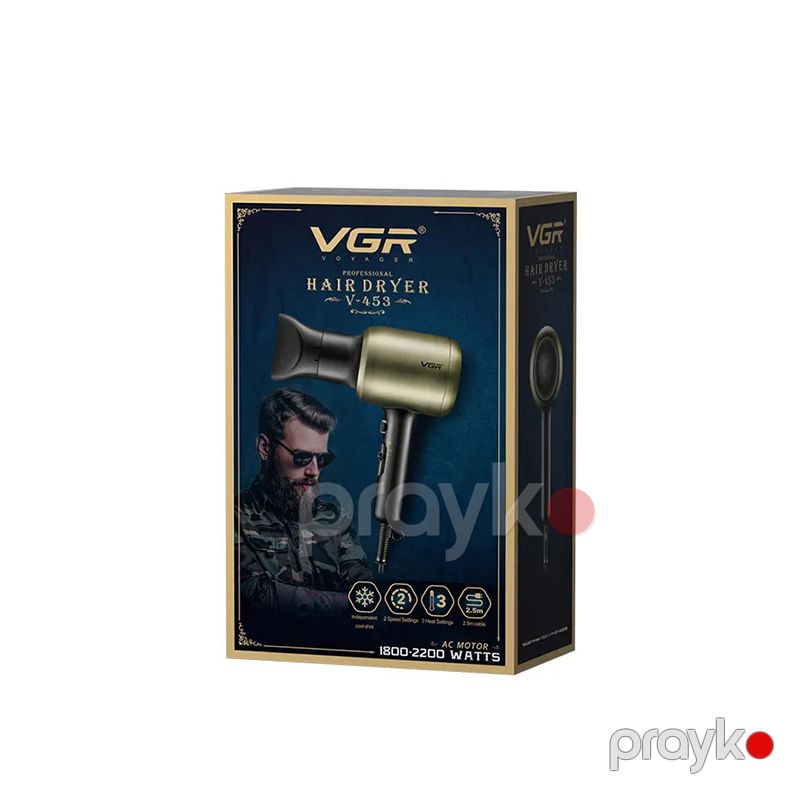VGR Professional Fen 1800-2200W Yüksək Sürətli Peşəkar Salon Saç Quruducu Hava Feni V-453 — Fən, Bakı (6)