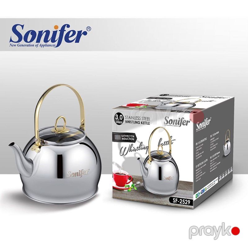 Sonifer 3L Paslanmayan Polad Çaydan SF-2529 Gümüşü Paslanmayan Polad Çaydan Gümüşü Klasstik Polad Kettle — Çaynikler və qəhvə qabları, Bakı (3)