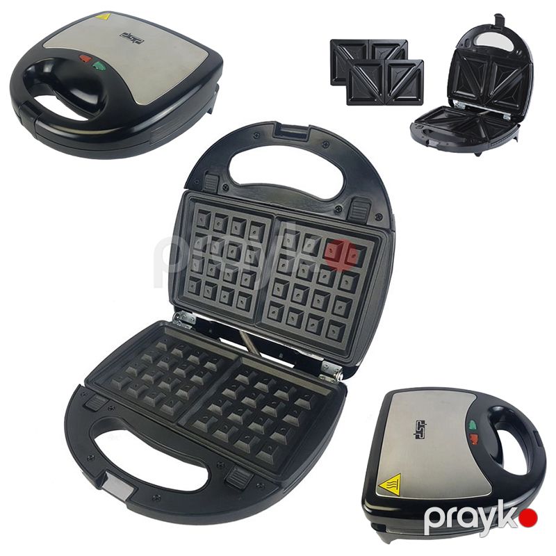 Multimaker 3in1 DSP KC1049 Sendviç Hazırlayıcı Vafli Çıxarılan Qəliblərlə Qril 3 Başlıqlı Səhər Yeməyi Bişirici Toster Dəsti — Toster və vaflyasıcı, Bakı (2)