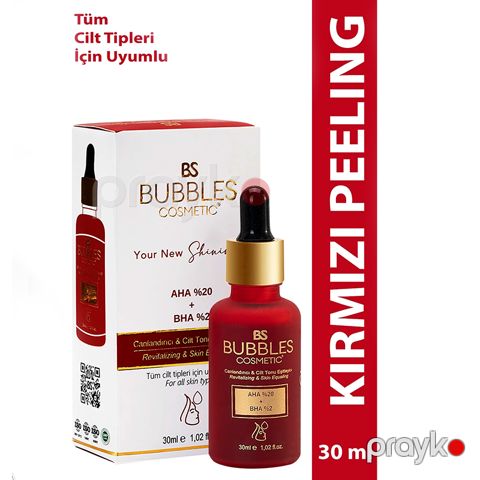 Bs Bubbles Cosmetic Aha & Bha Dəri Canlandırıcı Qırmızı Peeling Üz Serumu 30 ml Dəri Tonlaşdırıcı Krem — Bakı