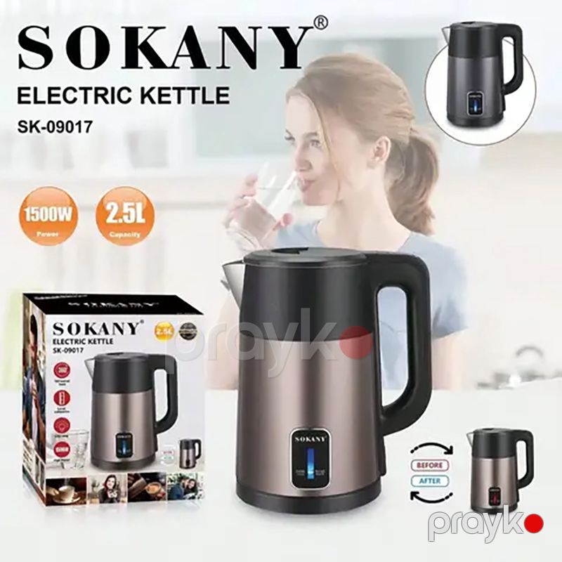 Sokany SK-09017 Elektrikli Çaydan Paslanmaz Polad Çaydan 1500W — Elektrik çaydanları və termoslar, Bakı (5)