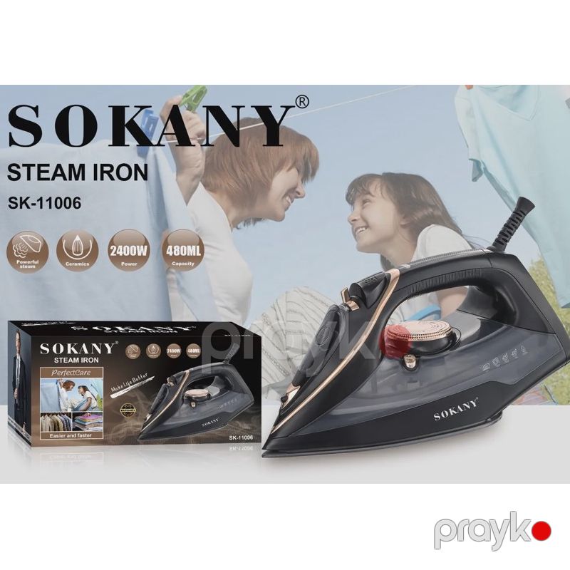 Sokany SK-11006 - Buxarlı Ütü, 2400W Güc, Keramika Altlıq, Sürətli və Effektiv Ütüləmə, Müxtəlif Buxar Rejimləri və Gündəlik İstifadə üçün Ütü — Ev texnikası, Bakı (6)