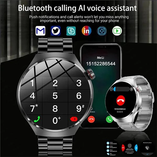 Smart Watch GT4 Pro ağıllı saat, dəmir milan qolbaq + silikon Hədiyyə — Elektronika, Bakı (4)