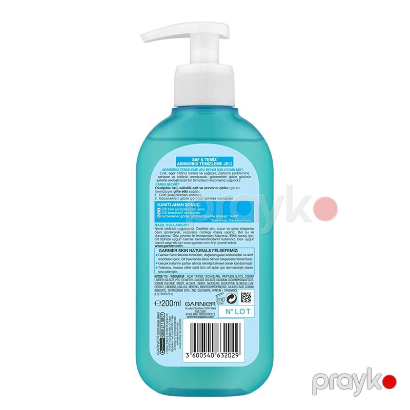 Garnier Saf & Temiz Temizleme Jeli 200 Ml El Kremi Karmadan Yağlı Dəriler Üçün — Mallar, Bakı (2)