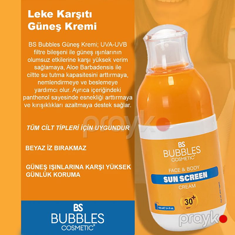 Bs Bubbles Cosmetic Günəş Ləkələrinə Qarşı Makyaj Altı Bazlı Güneş Qoruyucu Krem 30spf 100ml — Gözəllik və səhiyyə, Bakı (6)