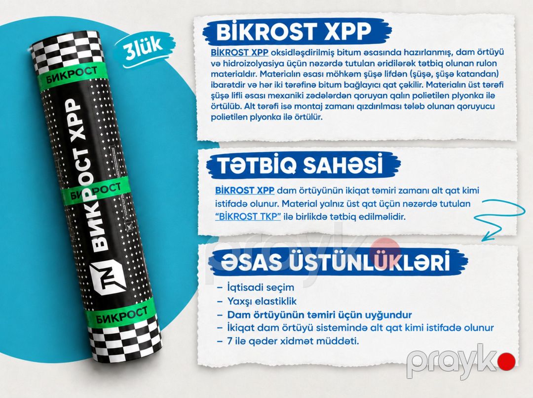 Hidroizolyasiya materialı Bikrost XPP-TechnoNIKOL — Təmir və inşaat, Bakı (2)