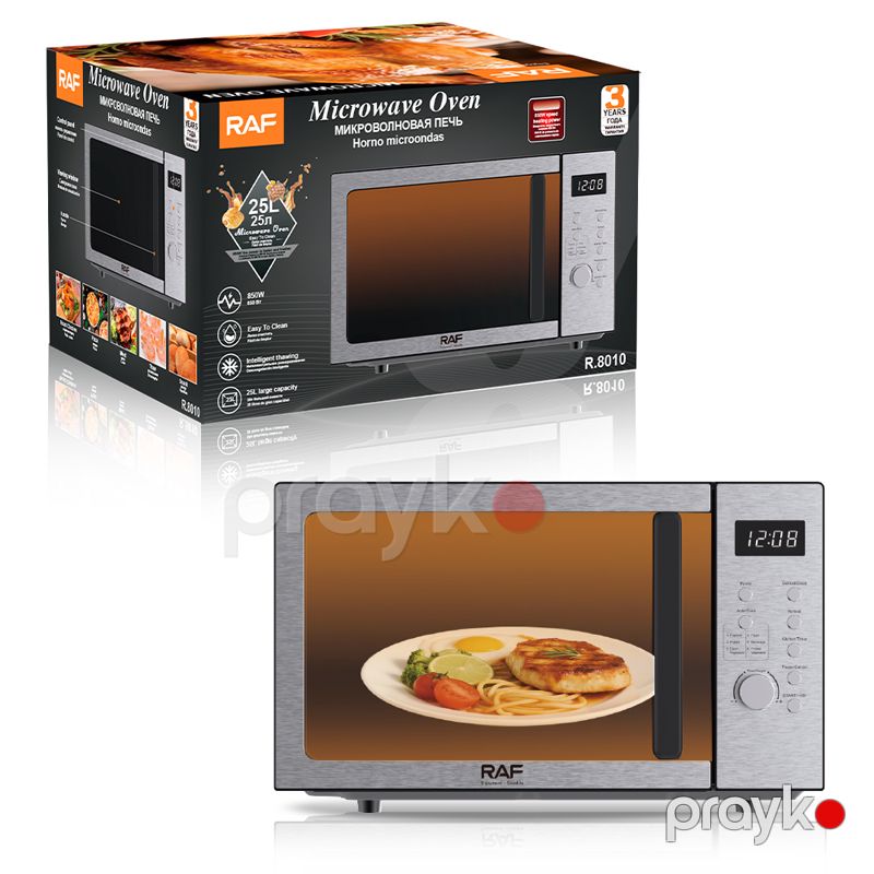 RAF R.8010 - Mikrodalğalı Soba, Gümüşü, 850W Güc, 25 Litr, Mexaniki İdarəetmə, Tez Qızdırma — Mikrodalğalı sobalar, Bakı (5)