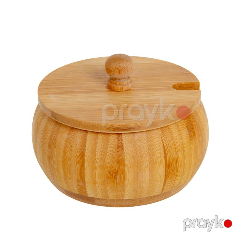 Bambuk Saxlama qabı 11 sm Qaşıqlı Bamboo Şəkər Qabı Bambuk Şəkər Qabı Dəsti — Qablar və mətbəx əşyaları, Bakı (4)