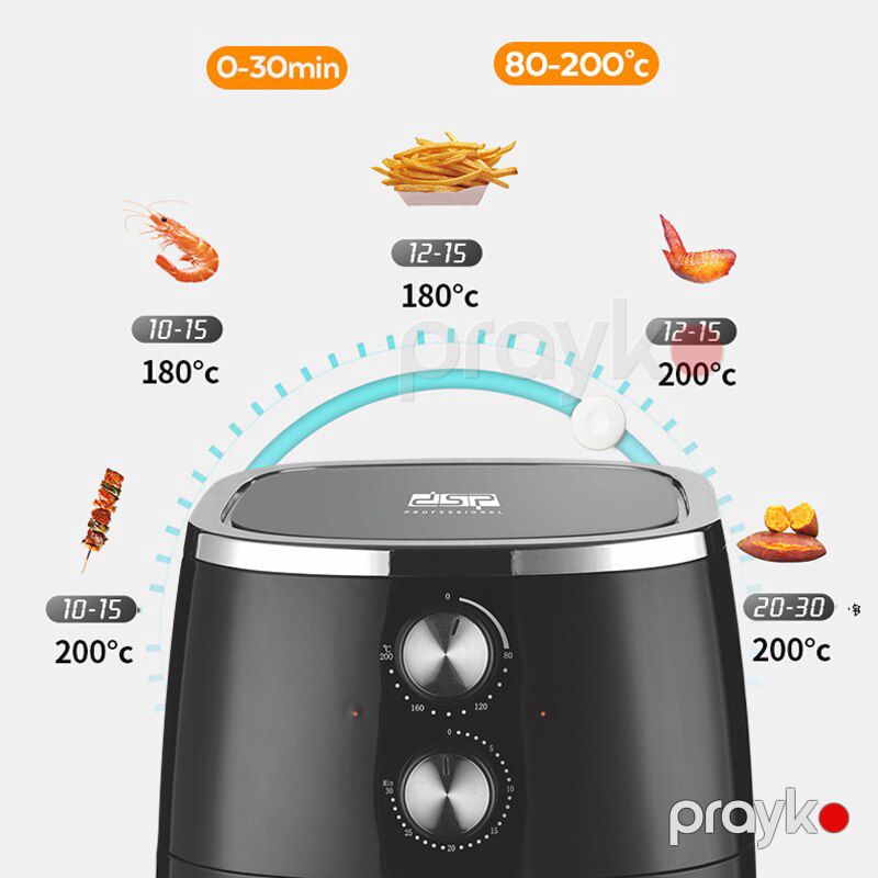 DSP Elektrikli Avtomatik Hava Fritözü 1500W Güclü Dairəvi Vizual İsti Qızardıcı Air Fryer 5.5L Tutuma Sahib Kvadrat Formalı Fritöz — Digər mətbəx texnikası, Bakı (4)