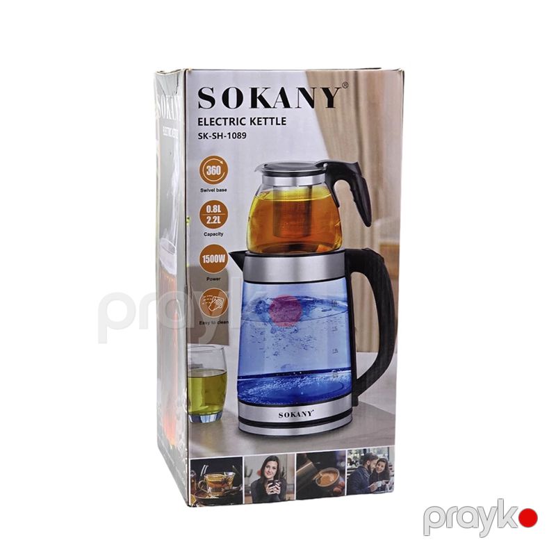 Sokany Elektrik Çaydanı SK-SH-1089 Seramik Süzgəzli Şüşə Çaydan Yüksək Keyfiyyətli Sokany Şüşə Çaydan Dəsti — Elektrik çaydanları və termoslar, Bakı (7)