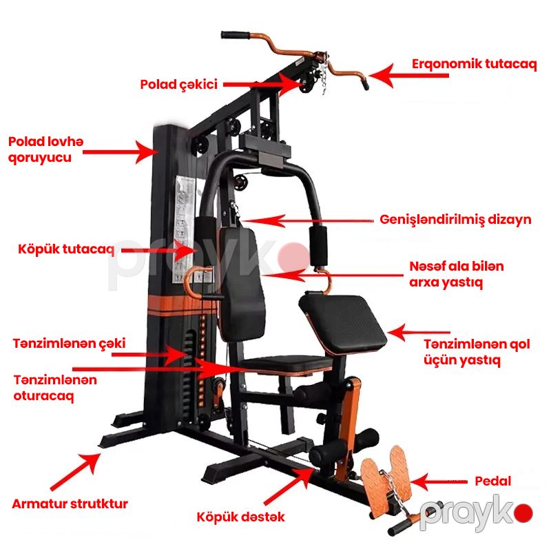 Kombinasiyalı Çoxfunksiyalı Fitnes Aləti İdman Zalı Ev Məşq İdmanı Üçün Bodibildinq Tək Oturacaqlı Fitnes Aləti — Fitness və simulyatorlar, Bakı (5)