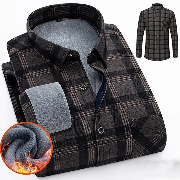 İsti, dəbli pambıq kişi köynəyi, flis astarlı — Men's clothing