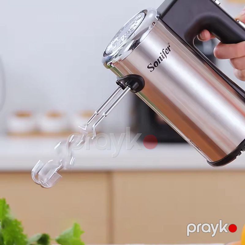 Sonifer SF-7022 Çoxfunksiyalı 5 Sürətli Əl Mikseri Yumurta Çırpıcı Xəmir Qarışdıran 300W Gücündə Paslanmaz Polad Başlıqlı Mikser — Blenderlər, xırdalayanlar və mikserlər, Bakı (2)