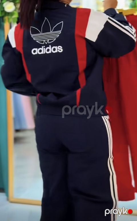 Adidas qadın idman dəsti – 2 hissə - Rəng: tünd göy əsas, qırmızı və — Masazır