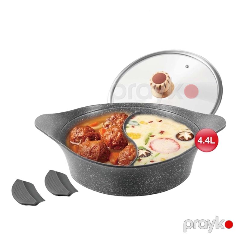 Sonifer İkiqat Qazan SF-1111-30sm keramika qapaqlı qazan Hotpot Double Flavored yapışmayan Qranit qazan — Qablar və mətbəx əşyaları, Bakı (4)