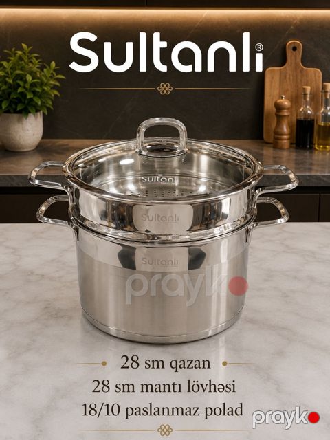 Mantı bişirici Sultanlı, 9700 ml, paslanmayan polad, gümüşü — Bakı