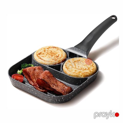 Yapışmayan Steyk Kolbasa Yumurta Omlet Bişirmək Üçün Tava 3 Bölməli Tava — Bakı