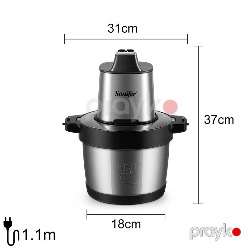 Sonifer SF-8105 Böyük ölçülü paslanmayan polad qida doğrayıcısı çoxfunksiyalı elektrikli 6 litrlik Qida Doğrayıcısı 1000w — Blenderlər, xırdalayanlar və mikserlər, Bakı (6)