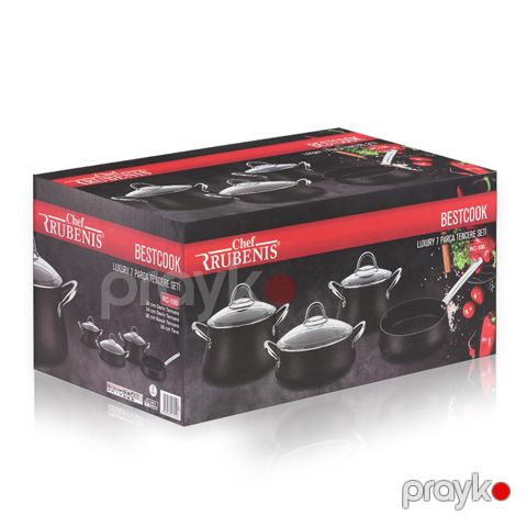Chef Rubenıs Bestcook Luxury 7 Parçalı Qazan Tava Dəsti Qara RC100 — Bakı