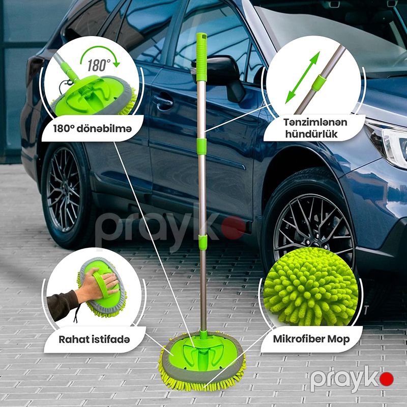 2si 1 Arada Avtomobil Təmizləmə Fırçası 180° Fırlanan Mikrofiber Mop Yumuşaq Başlı Super Uducu Avtomobil Yuma Fırçası — Ehtiyat hissələri və aksesuarlar, Bakı (4)
