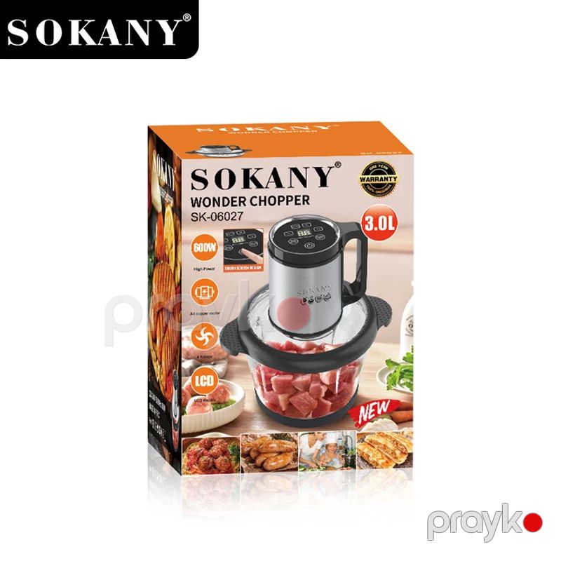 Sokany SK-06027 600W 3L Çoxfunksiyalı Sensorlu Elektrikli Doğrayıcı Wonder Chopper Blender — Blenderlər, xırdalayanlar və mikserlər, Bakı (4)