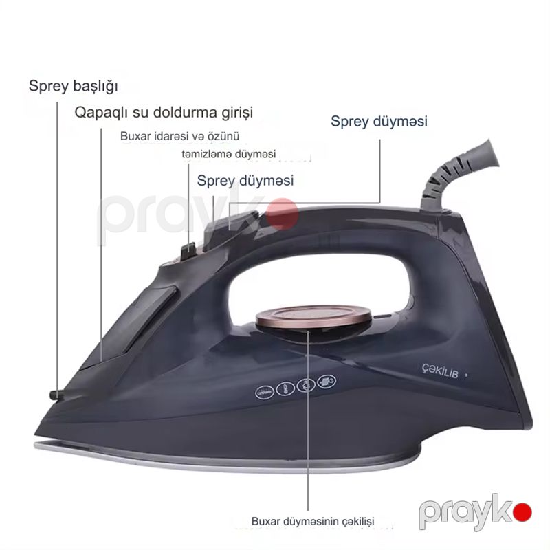 Dessını DS-338 Paslanmayan Polad Altlıqlı Buxarlı Ütü 1600W Gücündə Yüksək Keyfiyyətli Elektrikli Peşəkar Buxarlı Ütü — Ev texnikası, Bakı (5)