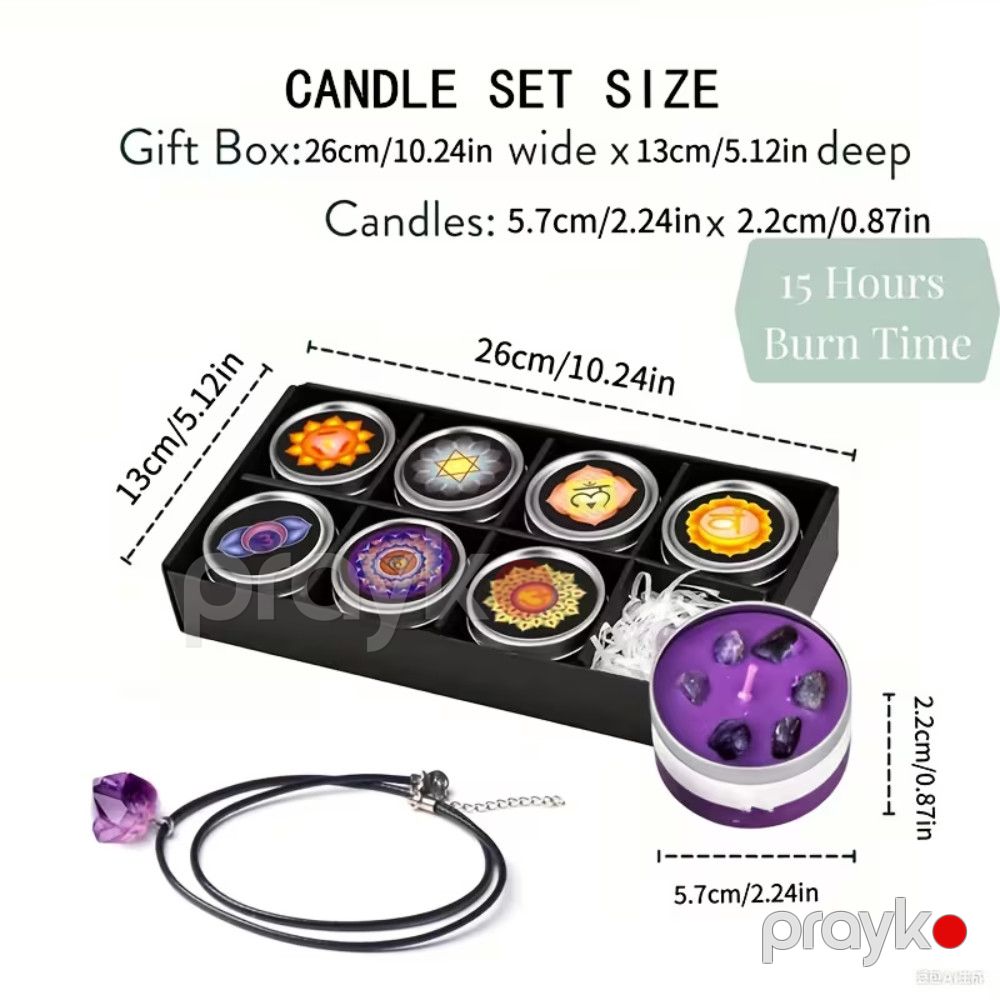 Dəst 7 Scented Colored Candle Set - with Natural Crystal Pendant — Mallar, Bakı (2)
