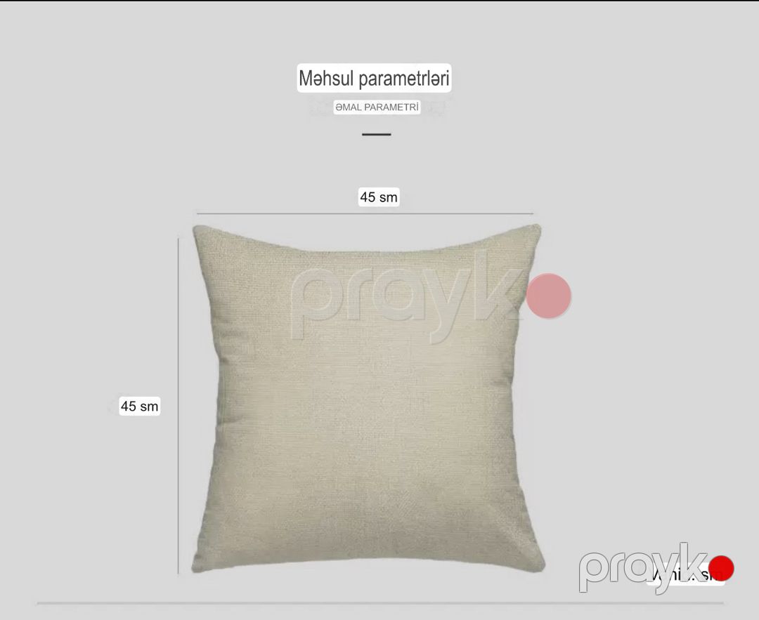 Dekorativ yastıq 00013, ağ/qırmızı, kətan/poliester, 45x45 sm — Mallar, Bakı (2)