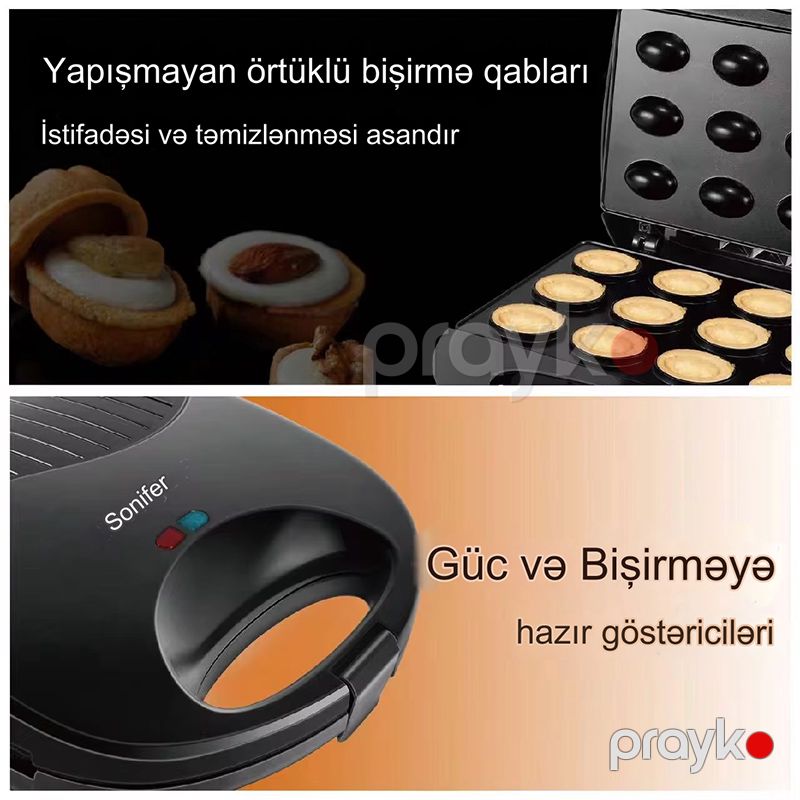 Sonifer SF-6124 Elektrikli Qoz Şirniyyat Bişirən Toster 750W — Toster və vaflyasıcı, Bakı (6)