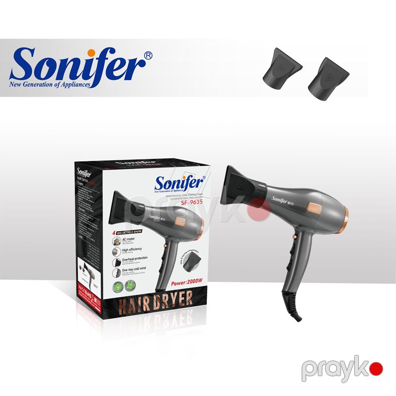 Sonifer SF-9635 - Hava Feni 2000W Güclü Professional Saç Qurutma Maşını İki Ötürücülü Temperaturlu Sürətli Qurutma Elektrikli Saç Qurutma Maşını — Fən, Bakı (6)