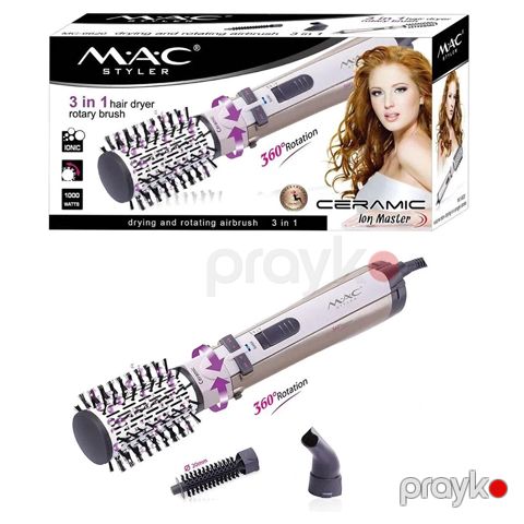 Peşəkar Mac Styler 3-ü 1-də Saç Qurutma Feni Avtomatik Fırlanma Özəlliyi ilə Saç Düşləşdirici Saç Hamarlaşdırıcı İsti Fırça Başlıq — Bakı