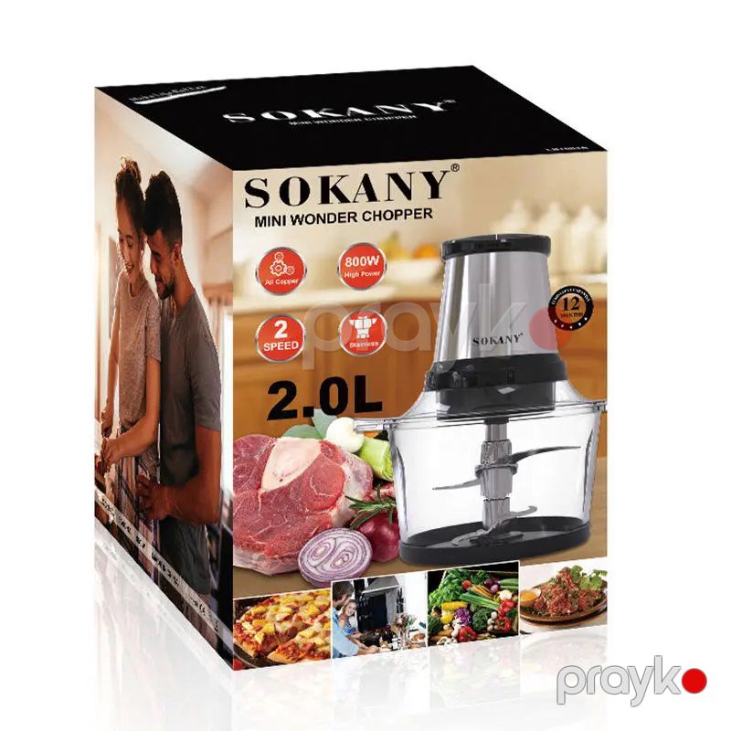 2L Elektrikli Mətbəx Doğrayıcısı 800W Çoxfunksiyalı Sokany Ət Çəkmə Özəlliyi İlə Güclü Polad Tərəvəz Doğrayıcısı — Blenderlər, xırdalayanlar və mikserlər, Bakı (7)