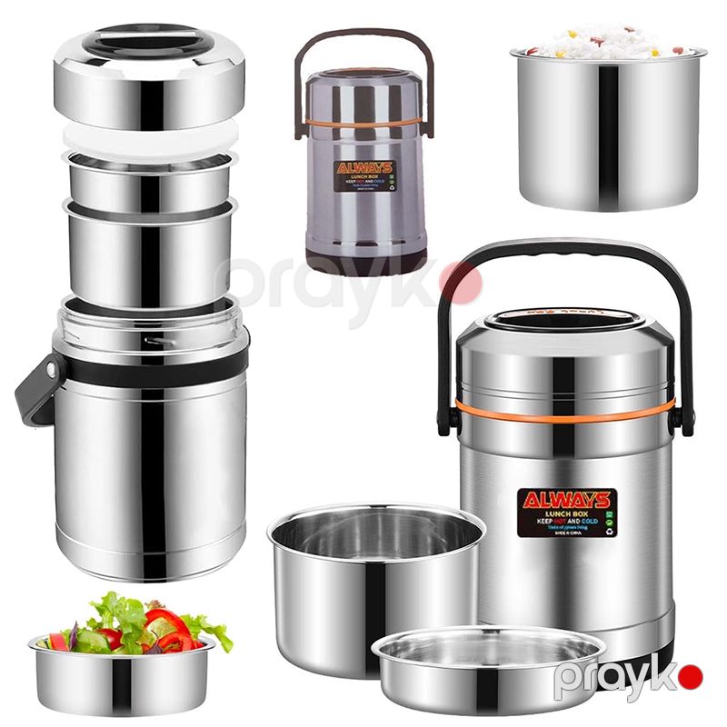 Always Termos Qab 2l İsti Yemək Saxlama Qabı Lunch Box 3 Qatlı İzolyasiya Yemək Termosu Polad Səyahət Nahar Termosu — Qablar və mətbəx əşyaları, Bakı (2)