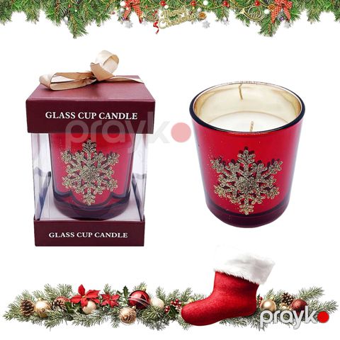 Yeni İl Şamı Glass Cup Candle Aromatik Mum Parıltılı Əl İşi Şam BB 257-2 Zərif Hədiyyəlik Yeni İl Şamı — Bakı