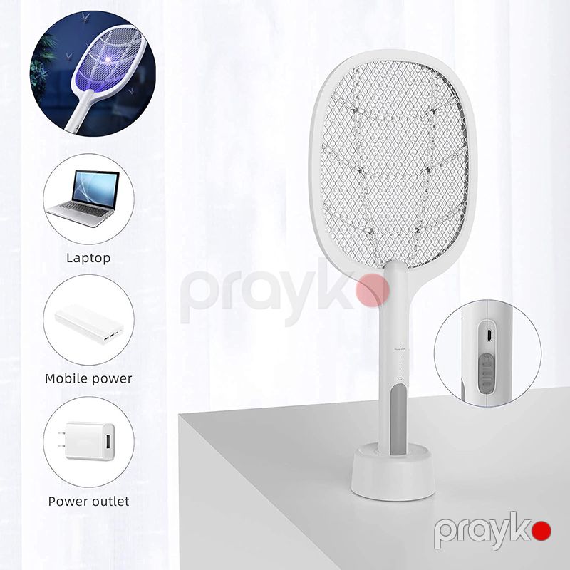 LED İşıqlı Elektrikli Ağcaqanad Öldürücü Təkrar Doldurulan USB Milçək Böcək Qovucu Əl Raketkası 3000 V — Mallar, Bakı (3)