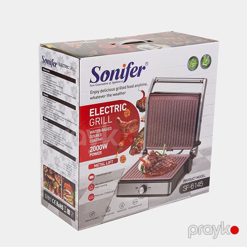 Sonifer SF-6145 Çoxfunksiyalı Elektrikli Toster Sendviç Biftek Izgara Hazırlayıcı 2000W — Toster və vaflyasıcı, Bakı (6)
