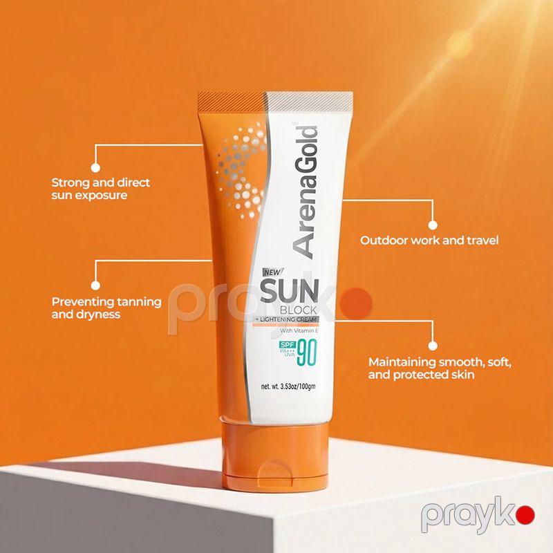 Arena Gold Sun Block SPF 90 Günəşdən Qoruyucu Spf Krem 100 q — Gözəllik və səhiyyə, Bakı (4)