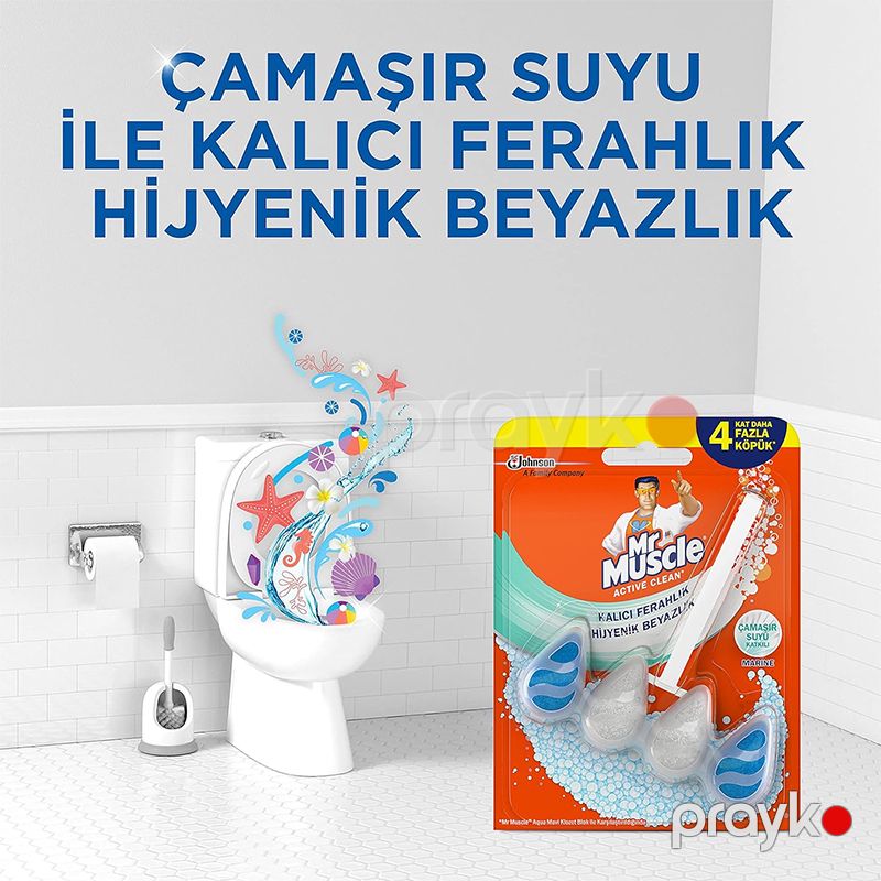 Mr Muscle Active Clean Marine Çamaşır Suyu Katkılı 1 Adet Klozet Bloğu — Mallar, Bakı (4)