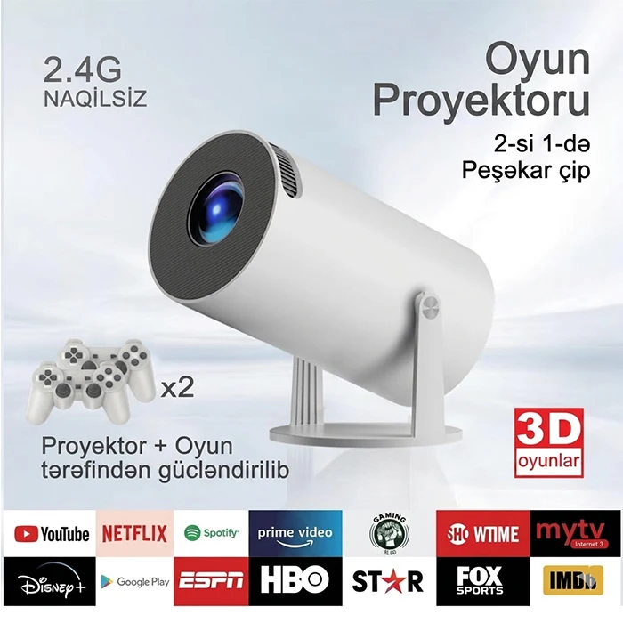 X10 Plus: 4K Smart Proyektor və Retro Oyun Konsolu — Sizin Şəxsi Kinoteatrınız və Oyun Arenanız 2-si 1-də — Elektronika, Bakı (2)